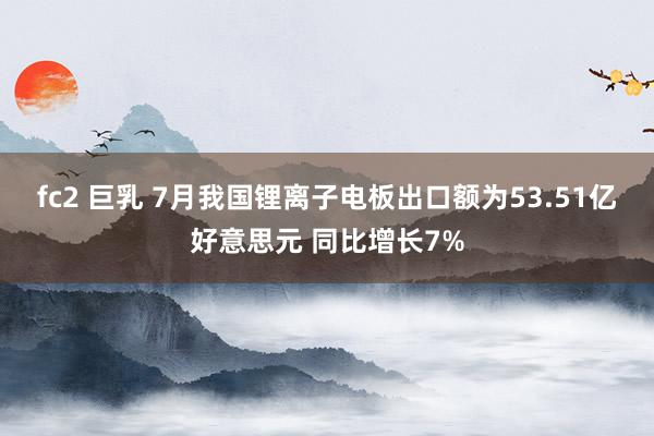 fc2 巨乳 7月我国锂离子电板出口额为53.51亿好意思元 同比增长7%